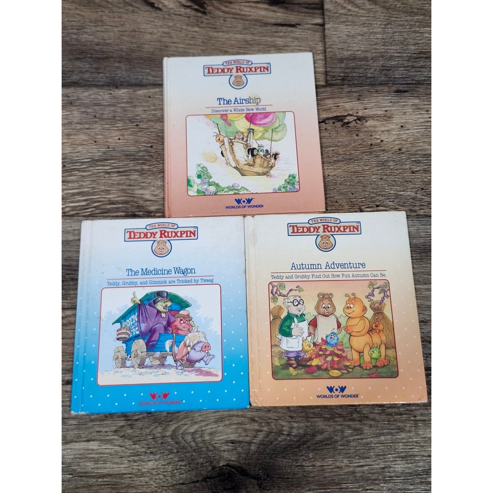 Vintage 1986 Teddy Ruxpin Book Lot The Airship Medicine Wagon Autumn Adventure